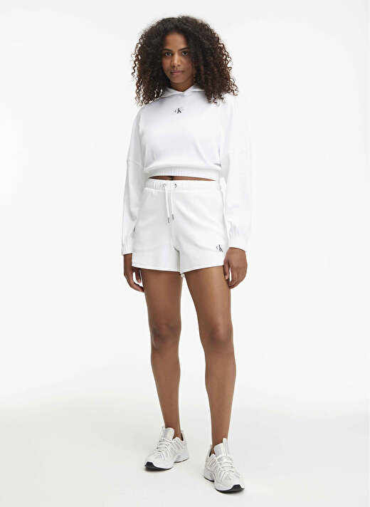 Calvin Klein Jeans Kapüşon Yaka Düz Beyaz Kadın T-Shirt J20J221441 1