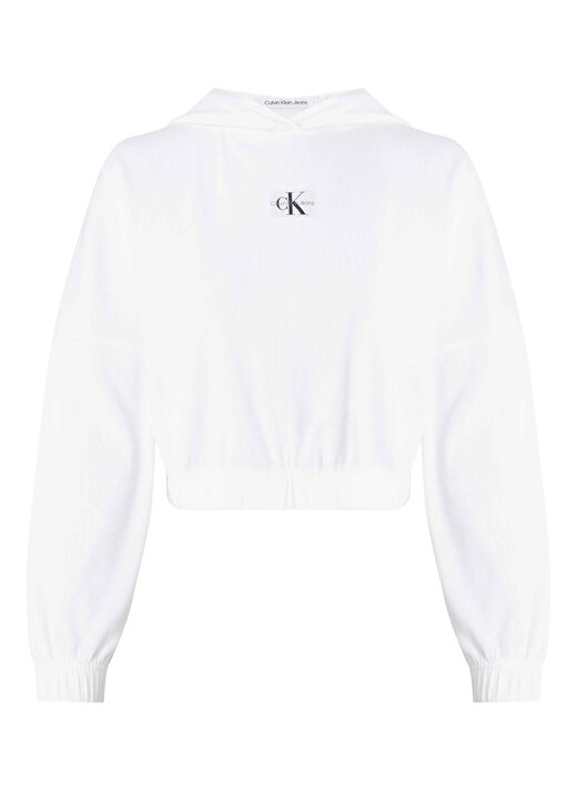 Calvin Klein Jeans Kapüşon Yaka Düz Beyaz Kadın T-Shirt J20J221441 2