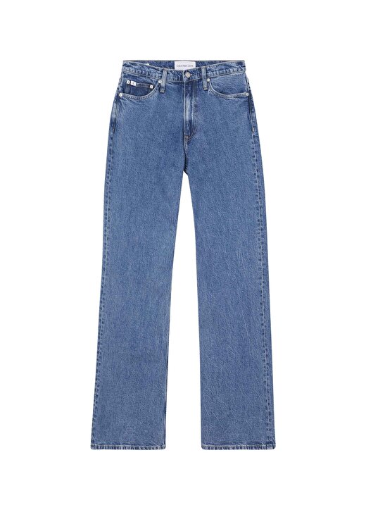Calvin Klein Jeans Yüksek Bel Boru Paça Normal Mavi Kadın Denim Pantolon J20J221683 2