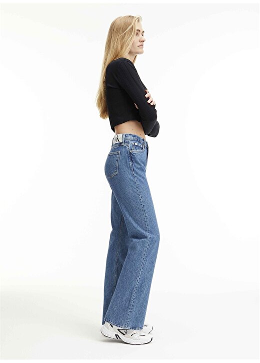 Calvin Klein Jeans Yüksek Bel Boru Paça Normal Mavi Kadın Denim Pantolon J20J221683 3