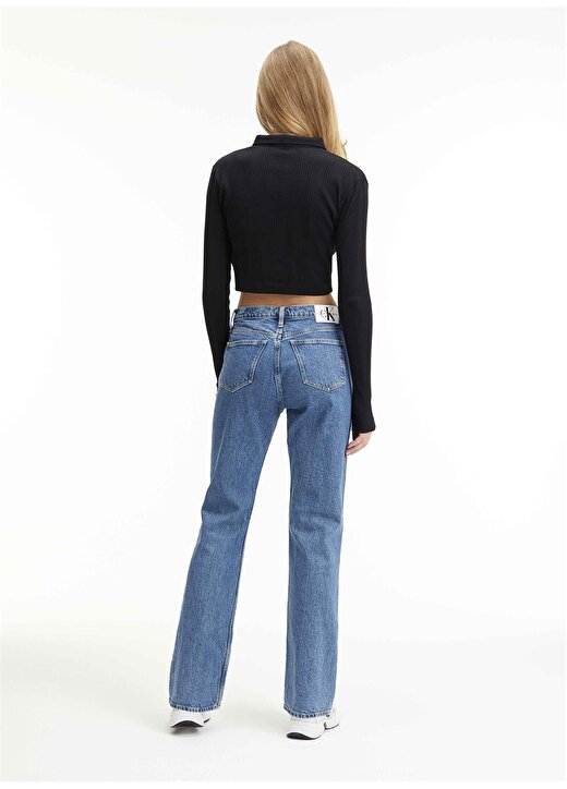 Calvin Klein Jeans Yüksek Bel Boru Paça Normal Mavi Kadın Denim Pantolon J20J221683 4