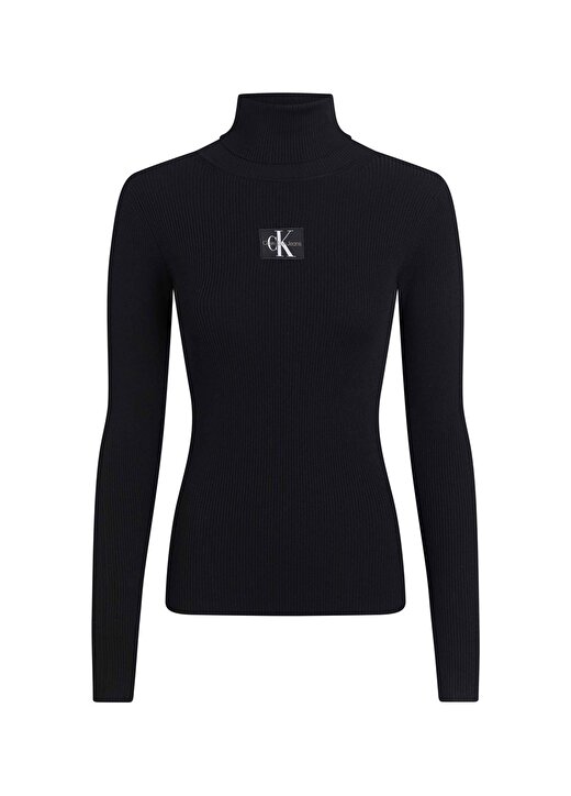 Calvin Klein Jeans Balıkçı Yaka Normal Düz Siyah Kazak Kadın J20J221688 2