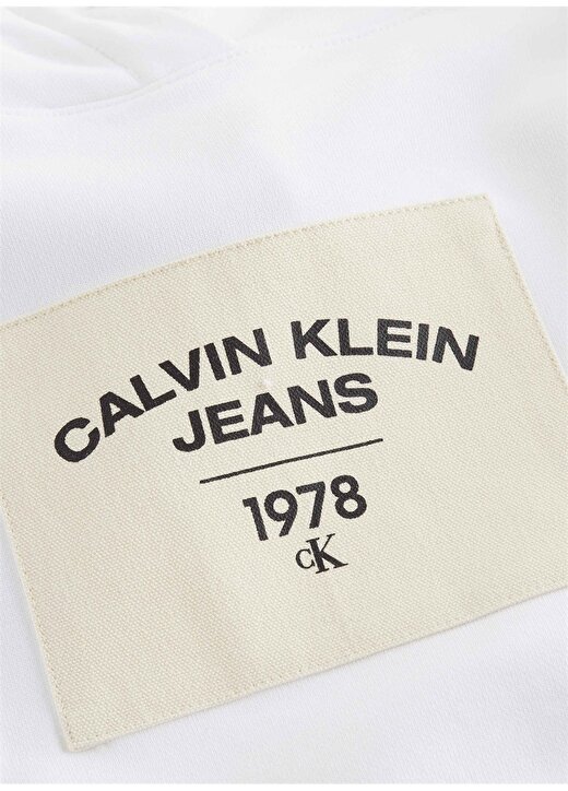 Calvin Klein Jeans Kapüşon Yaka Baskılı Beyaz Kadın Sweatshırt J20J222168 3