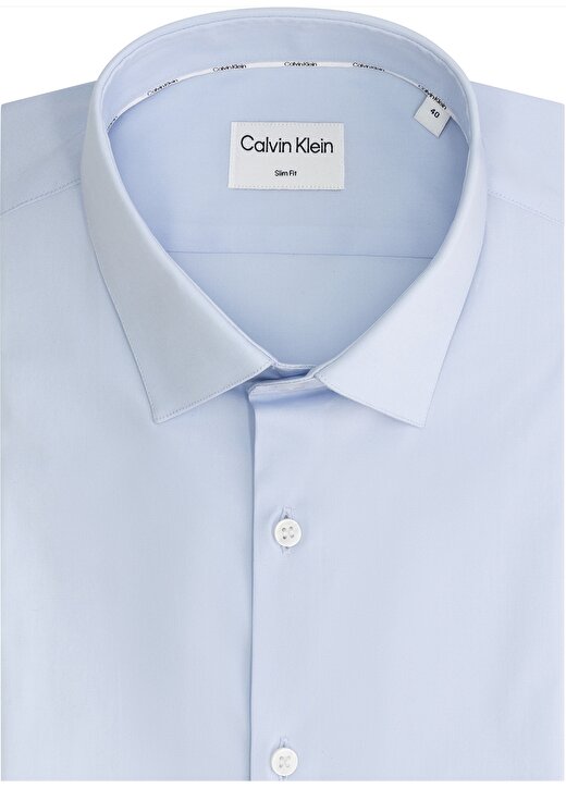 Calvin Klein Slim Fit Düğmeli Yaka Mavi Erkek Gömlek K10K108229C1S 2