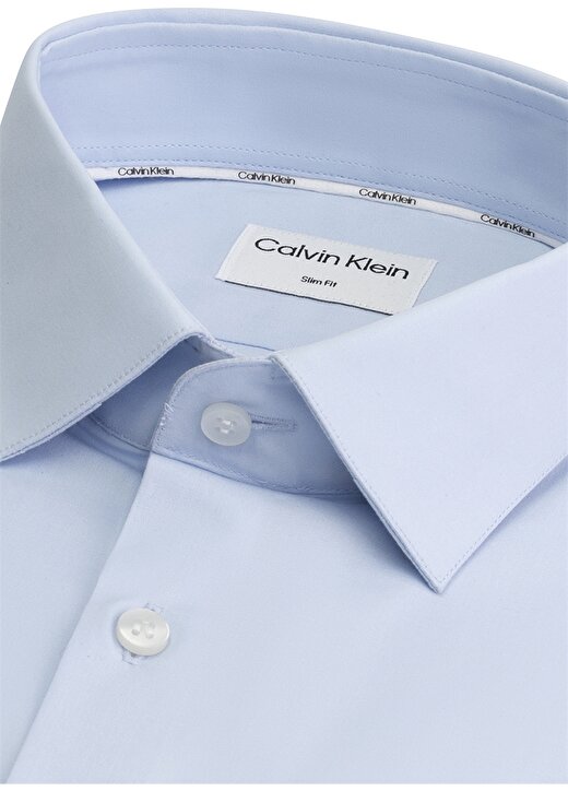 Calvin Klein Slim Fit Düğmeli Yaka Mavi Erkek Gömlek K10K108229C1S 4
