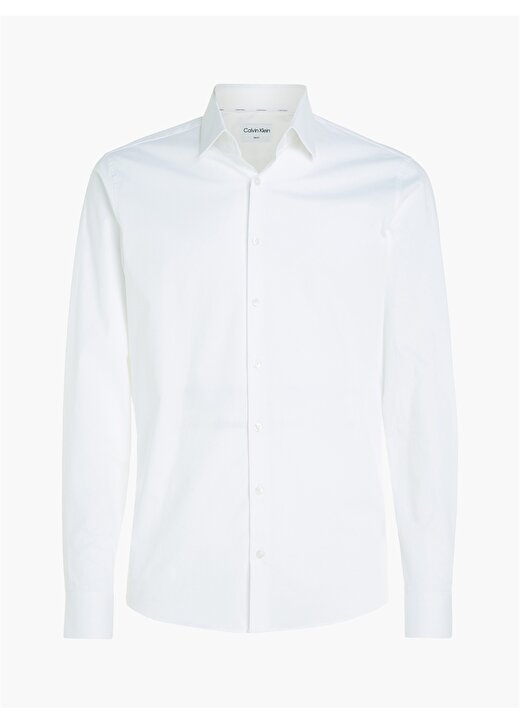 Calvin Klein Slim Fit Düğmeli Yaka Beyaz Erkek Gömlek K10K1082290K4 3