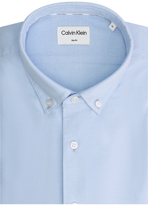 Calvin Klein Slim Fit Düğmeli Yaka Mavi Erkek Gömlek K10K1098870GY 1