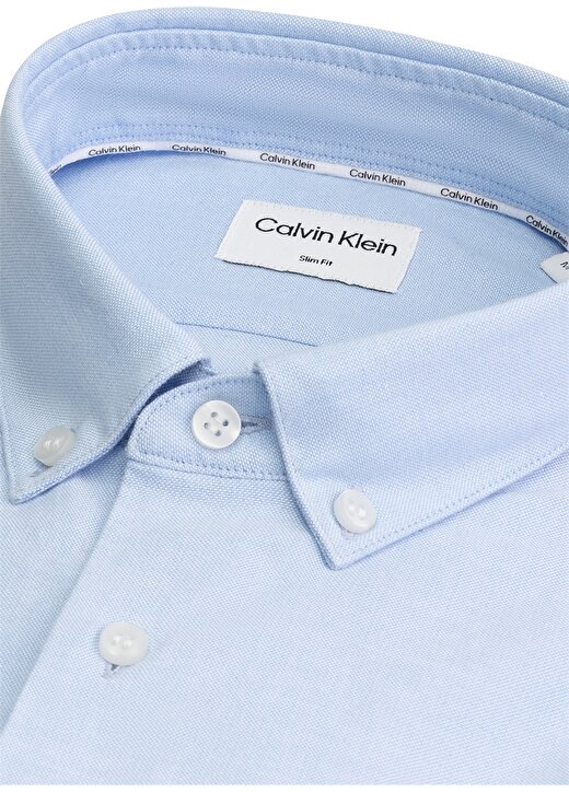 Calvin Klein Slim Fit Düğmeli Yaka Mavi Erkek Gömlek K10K1098870GY 2