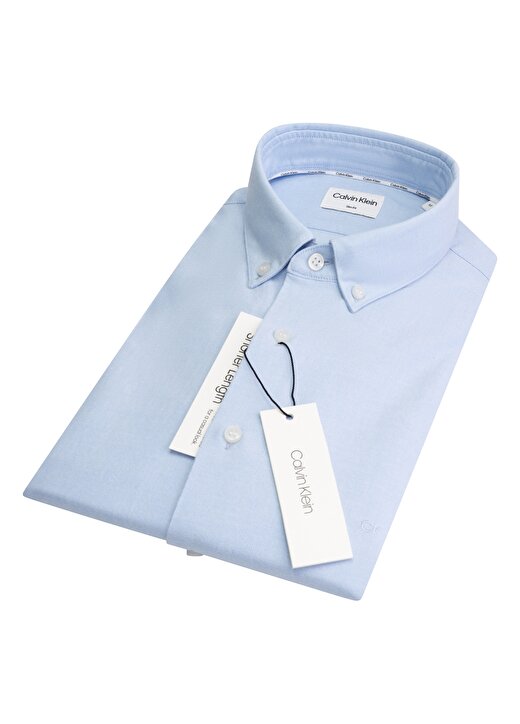 Calvin Klein Slim Fit Düğmeli Yaka Mavi Erkek Gömlek K10K1098870GY 3