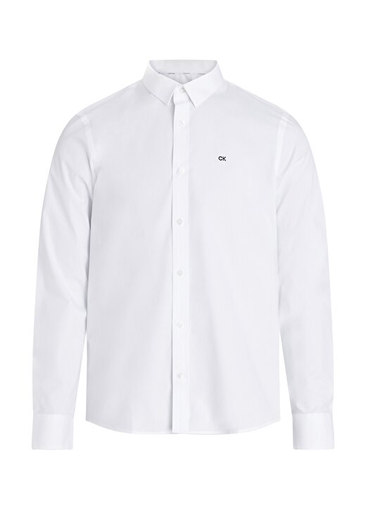 Calvin Klein Slim Fit Düğmeli Yaka Beyaz Erkek Gömlek K10K110856YAF 1