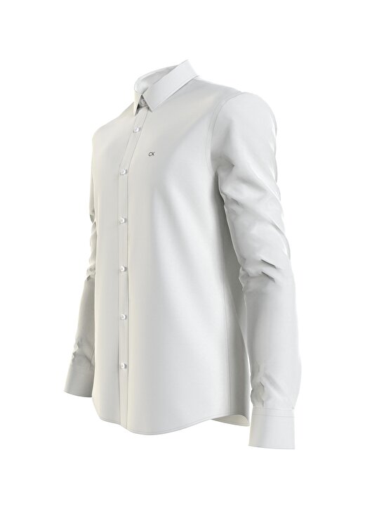 Calvin Klein Slim Fit Düğmeli Yaka Beyaz Erkek Gömlek K10K110856YAF 2
