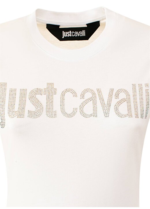 Just Cavalli Bisiklet Yaka Baskılı Beyaz Kadın T-Shirt 74PBHE02 3