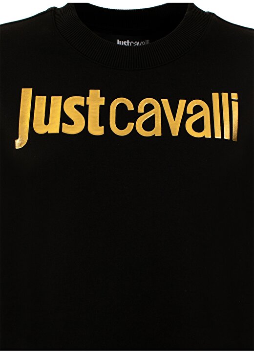 Just Cavalli Bisiklet Yaka Baskılı Siyah Kadın Sweatshırt 74PBIF00 2