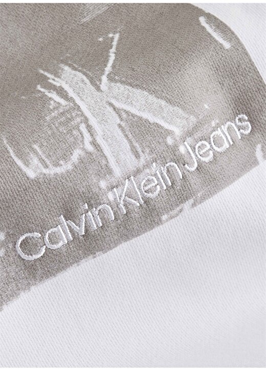 Calvin Klein Jeans Kapüşon Yaka Baskılı Beyaz Kadın Sweatshırt J40J400300YAF 2