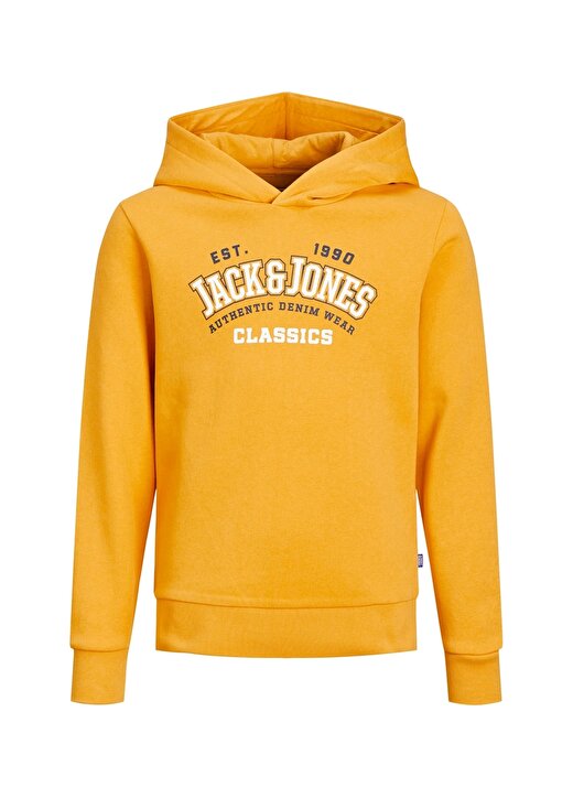 Jack & Jones Sarı Erkek Çocuk Kapüşonlu Uzun Kollu Lastikli Baskılı Sweatshirt JJELOGO SWEAT HOOD 2 COL 22/23 NOOS 3
