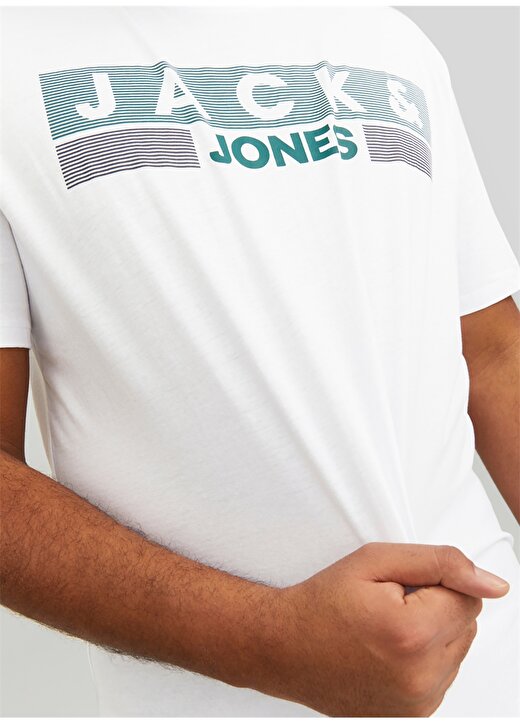 Jack & Jones O Yaka Baskılı Kırık Beyaz Erkek T-Shirt JJECORP LOGO TEE SS O-NECK NOOS PLS 3