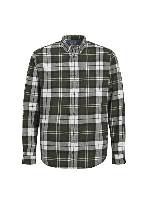 Jack & Jones Slim Fit Yeşil Düz Erkek Gömlek JJECLASSIC AUTUMN CHECK SHIRT LS SN 2