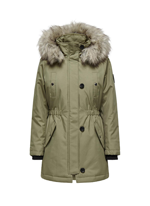 Only Açık Yeşil Kadın Kaban ONLIRIS FUR WINTER PARKA CC 2023 OT 4