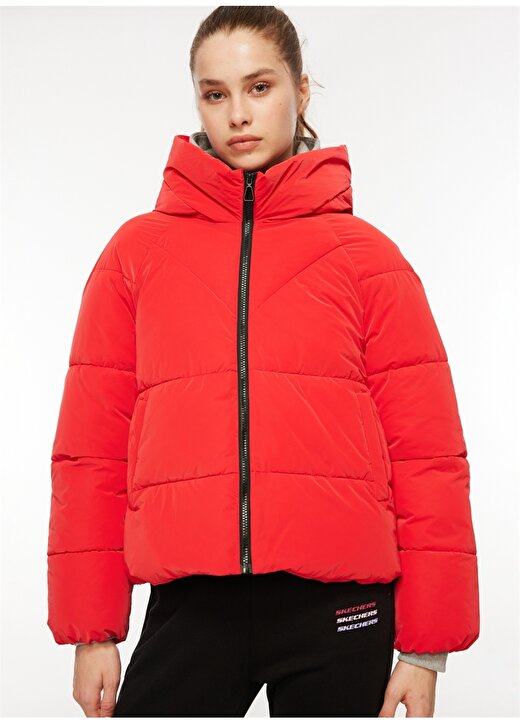 Only Kırmızı Kadın Kapüşon Yaka Mont 15318451 ONLECE PUFFER JACKET CS OTW  4