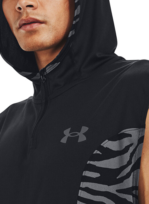 Under Armour Siyah Erkek Bol Kesim Çizgili Atlet 1370240-004 UA BASELINE TANK HOODIE 3