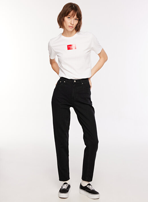 Calvin Klein Jeans Yüksek Bel Boru Paça Normal Siyah Kadın Denim Pantolon J20J2212471BY 1
