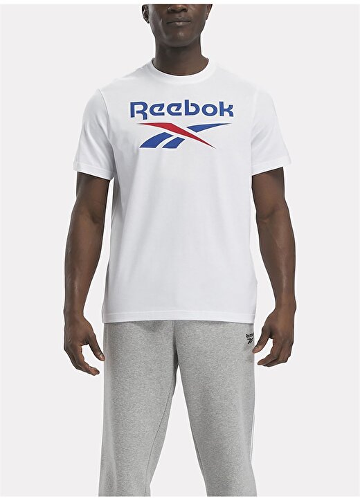 Reebok 100071175 REEBOK IDENTITY STACKE Beyaz Erkek Yuvarlak Yaka Standart Fit T-Shirt 1
