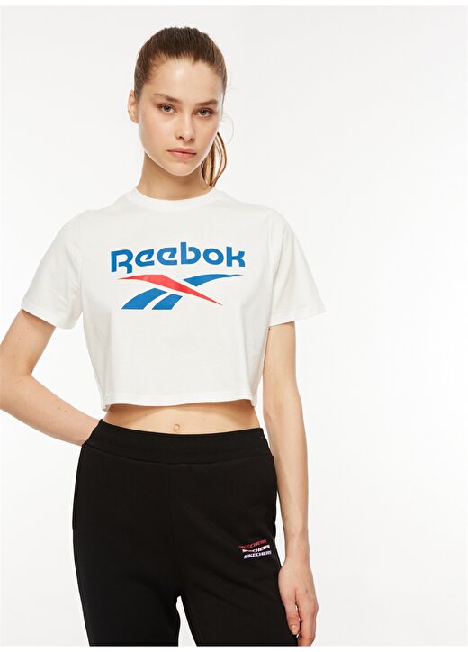 Reebok 100037593 REEBOK ID T-SHIRT Beyaz Kadın Yuvarlak Yaka Standart Fit T-Shirt 2