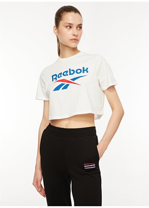 Reebok 100037593 REEBOK ID T-SHIRT Beyaz Kadın Yuvarlak Yaka Standart Fit T-Shirt 4