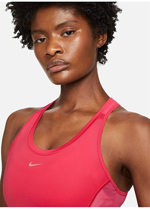 Nike Kırmızı - Pembe Kadın Yuvarlak Yaka Regular Fit Atlet FB5280-648 W NK ONE DF MOD CROP TAN 4