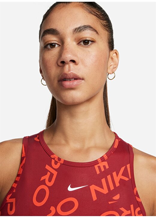 Nike Kırmızı - Pembe Kadın Yuvarlak Yaka Regular Fit Atlet FB5500-620 W NP DF CROP TANK AOP 4