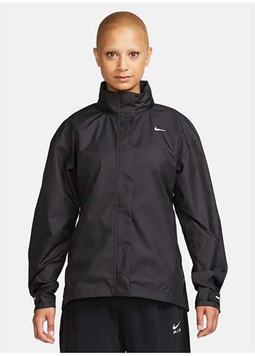 Nike Siyah - Gri - Gümüş Kadın Dik Yaka Regular Fit Ceket FB7451-010 W NK FAST REPEL 1