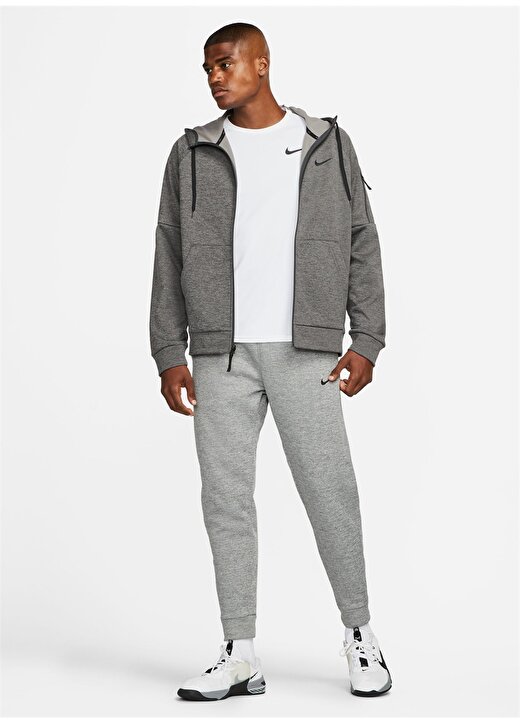 Nike Siyah - Gri - Gümüş Erkek Yuvarlak Yaka Regular Fit Sweatshirt DQ4830-071 M NK TF HD FZ 3