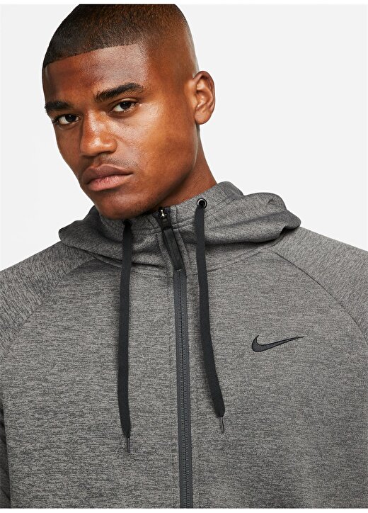 Nike Siyah - Gri - Gümüş Erkek Yuvarlak Yaka Regular Fit Sweatshirt DQ4830-071 M NK TF HD FZ 4
