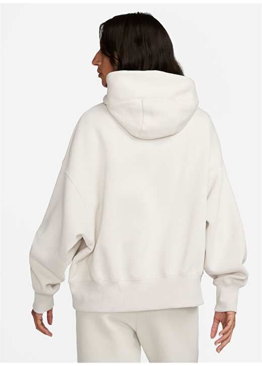 Nike Beyaz Kadın Yuvarlak Yaka Sweatshirt DQ5858-104 W NSW PHNX FLC OOS PO HO 3