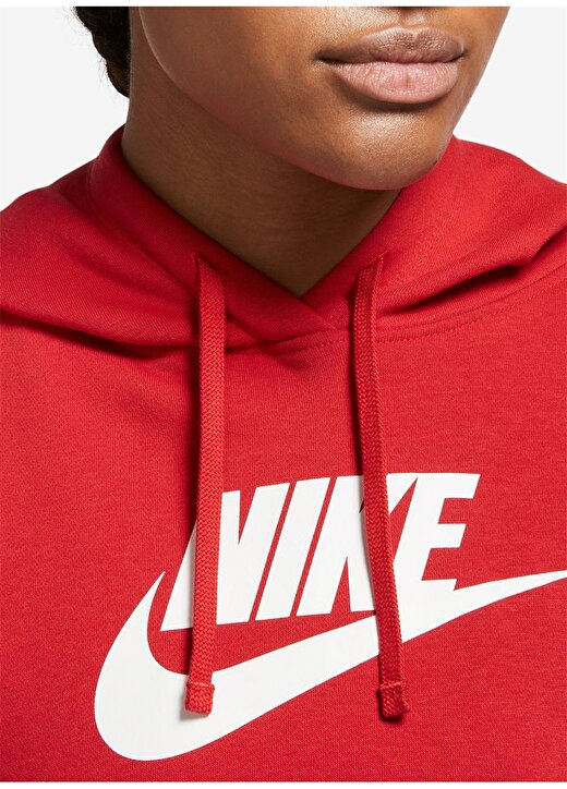 Nike Kırmızı - Pembe Kadın Yuvarlak Yaka Regular Fit Sweatshirt DQ5850-657 W NSW CLUB FLC GX CROP H 2