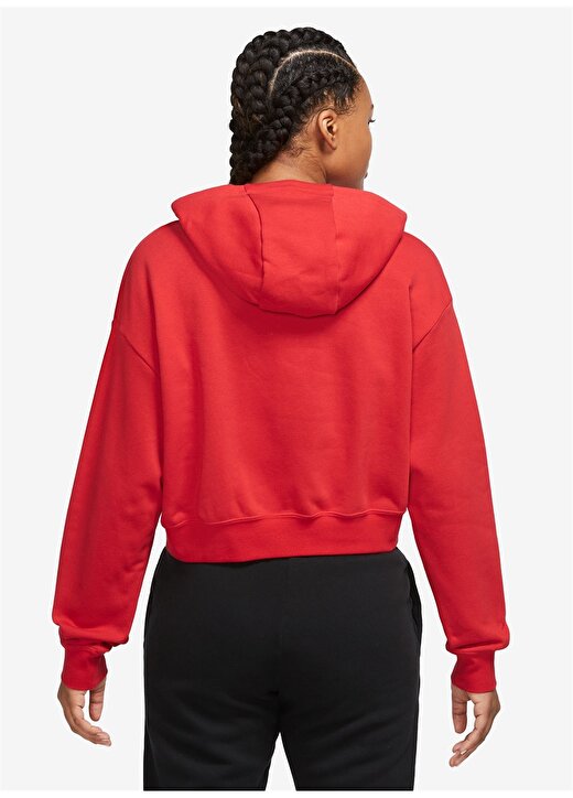 Nike Kırmızı - Pembe Kadın Yuvarlak Yaka Regular Fit Sweatshirt DQ5850-657 W NSW CLUB FLC GX CROP H 3