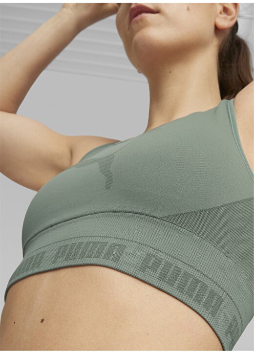 Puma Yeşil Kadın Yuvarlak Yaka Regular Fit T-Shirt 67309144 EVOKNIT Crop Top 3