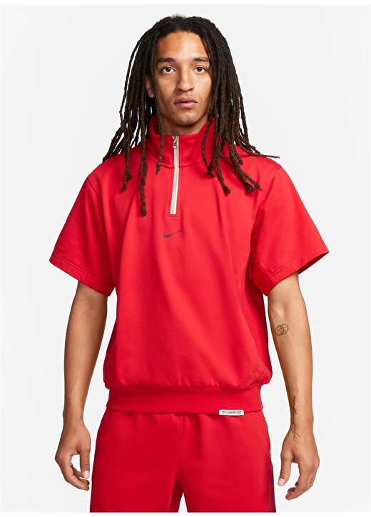Nike Kırmızı - Pembe Erkek Yuvarlak Yaka Regular Fit T-Shirt FB7052-657 M NK DF STD ISS QZ SS TO 1
