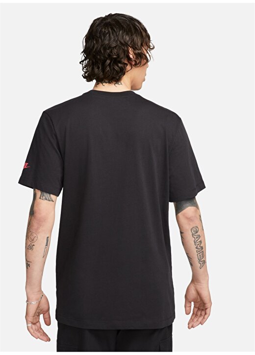Nike Siyah - Gri - Gümüş Erkek Yuvarlak Yaka Regular Fit T-Shirt FD1276-010 M NSW TEE CLUB+ HBR 2