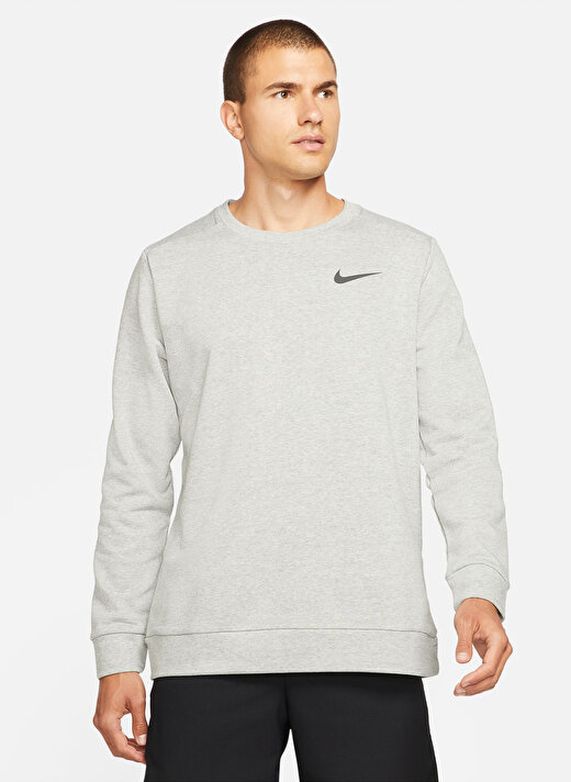 Nike Siyah - Gri - Gümüş Erkek Yuvarlak Yaka Uzun Kollu T-Shirt CZ7395-063 M NK DF LS CRW 2