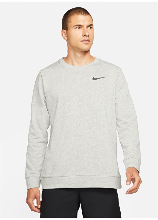 Nike Siyah - Gri - Gümüş Erkek Yuvarlak Yaka Uzun Kollu T-Shirt CZ7395-063 M NK DF LS CRW 2
