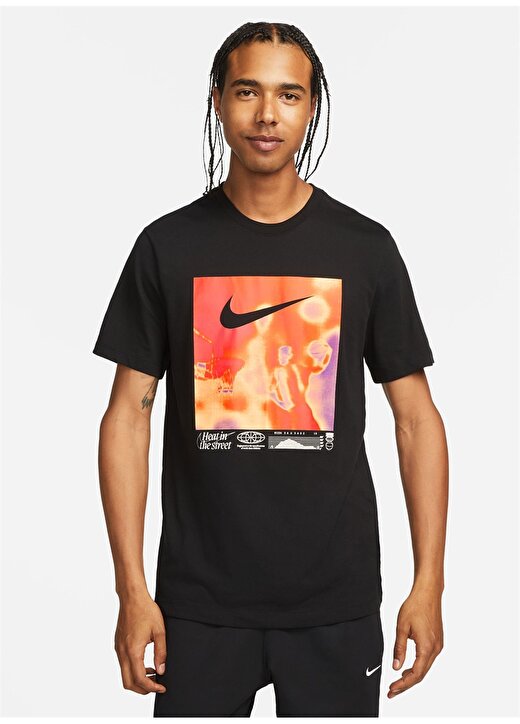 Nike Siyah - Gri - Gümüş Erkek Yuvarlak Yaka Regular Fit T-Shirt FJ2334-010 M NK DF TEE JDI P1 1
