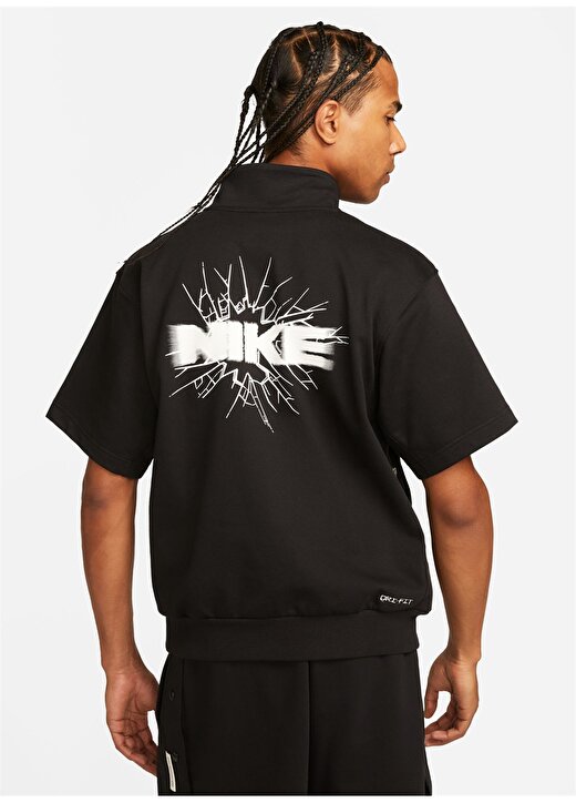 Nike Siyah - Gri - Gümüş Erkek Yuvarlak Yaka Regular Fit T-Shirt FB7052-010 M NK DF STD ISS QZ SS TO 2