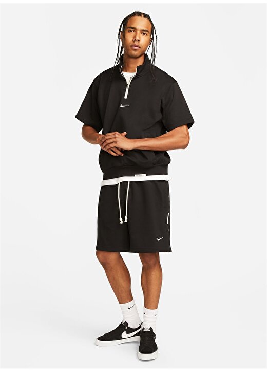 Nike Siyah - Gri - Gümüş Erkek Yuvarlak Yaka Regular Fit T-Shirt FB7052-010 M NK DF STD ISS QZ SS TO 3