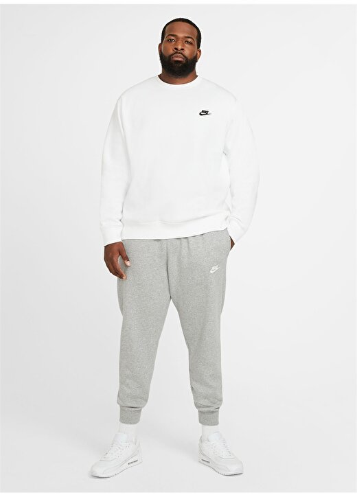 Nike Beyaz Erkek Yuvarlak Yaka Regular Fit Uzun Kollu T-Shirt BV2662-100 M NSW CLUB CRW BB 3
