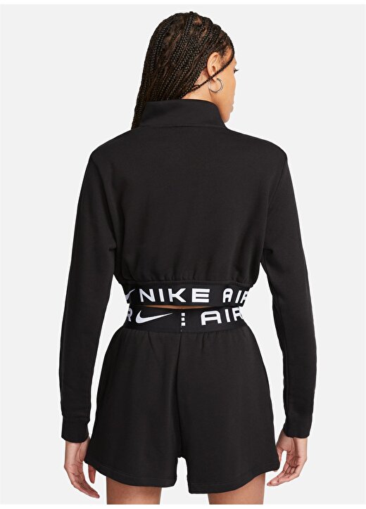 Nike Siyah - Gri - Gümüş Kadın Yuvarlak Yaka Regular Fit Uzun Kollu T-Shirt FB8067-010 W NSW AIR FLC TOP 2
