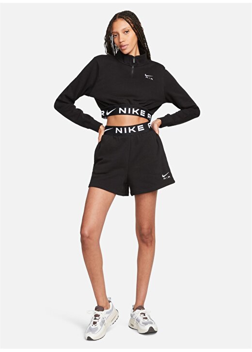 Nike Siyah - Gri - Gümüş Kadın Yuvarlak Yaka Regular Fit Uzun Kollu T-Shirt FB8067-010 W NSW AIR FLC TOP 3