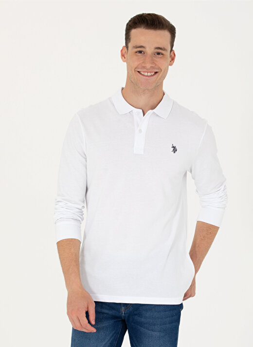 U.S. Polo Assn. Polo Yaka Beyaz Erkek Sweatshırt GTP01SK023 1