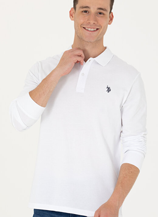 U.S. Polo Assn. Polo Yaka Beyaz Erkek Sweatshırt GTP01SK023 4