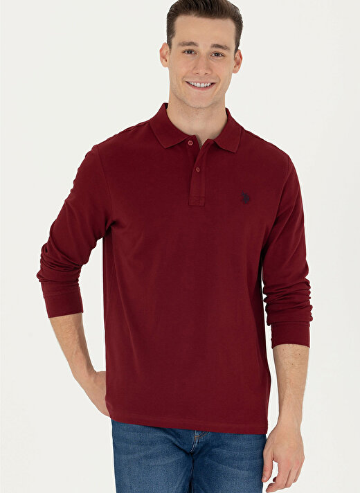 U.S. Polo Assn. Polo Yaka Bordo Erkek Sweatshırt GTP01SK023 1